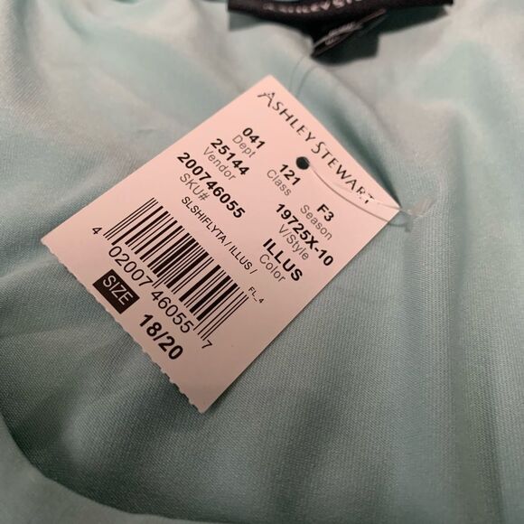 New Ashley Stewart Ruffled Blue Blouse Size 18/20 Sleeveless Shirt - Picture 5 of 6